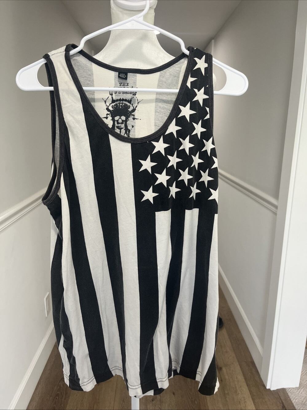 Black White Grunge American Flag Tank Top The Outcast New York Brand Size Large